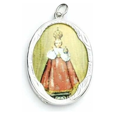 Čištín Stříbrný přívěsek medailon porcelánové Pražské Jezulátko P 158