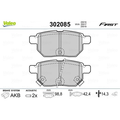 VALEO Sada brzdových platničiek kotúčovej brzdy 302085