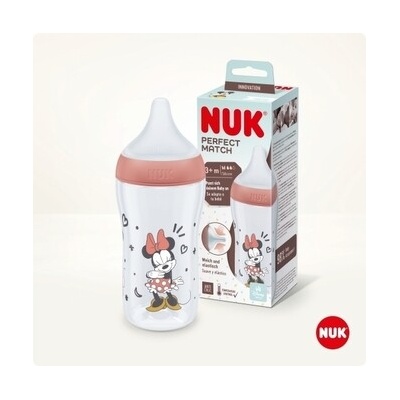 Nuk Perfect Match Minnie kojenecká láhev Mouse s teplotou Control červená 260 ml