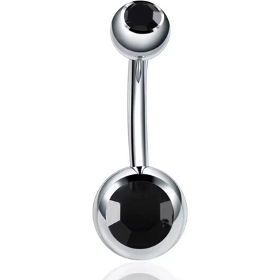Prosperk Piercing do pupíku černý krystal S1306