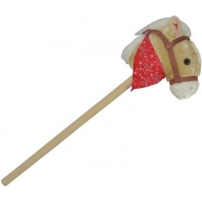 Kôň na tyči plyš 80cm Teddies na batérie so zvukom béžový