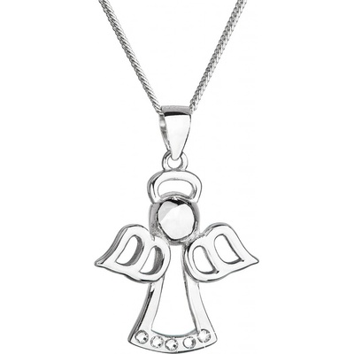 Evolution Group Krásny strieborný náhrdelník anjelik s kryštálmi Swarovski 32076.1