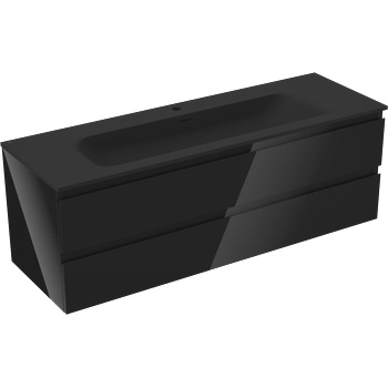 Mexen Orio шкаф за баня 140 см с мивка Vela, 2 чекмеджета, черен гланц/черен мат (91A10-14047-2-BFF70-W23M71)