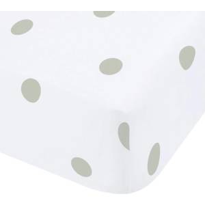 Catherine Lansfield Бял-зелен еластичен фланелен чаршаф 135x190 cm Polka Dot - Catherine Lansfield (BD/59102/W/DFD/GR)