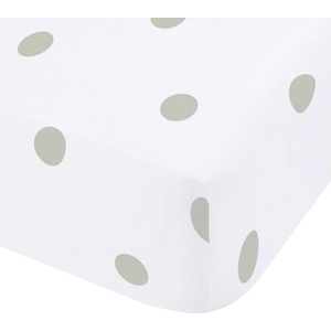 Catherine Lansfield Бял-зелен еластичен фланелен чаршаф 135x190 cm Polka Dot - Catherine Lansfield (BD/59102/W/DFD/GR)