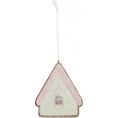 Závěsná dekorace zelená perníková chaloupka Frosted Ginger - 9*1*10 cm - Clayre & Eef