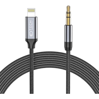 Tech-Protect Качествен аудио кабел от Lightning към 3.5 мм. аудио жак (100см) - Tech-Protect Ultraboost Audio Cable With Lightning Connector (черен) (THP1583)