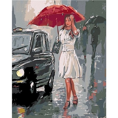 ZUTY Malování podle čísel ŽENA U AUTA V DEŠTI 80 x 100 cm