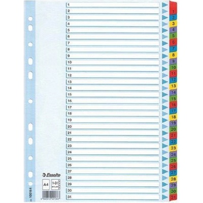 Rozlišovač kartonový Esselte Mylar 1-31 barevný