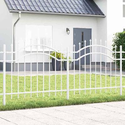 OMAXI Zahradní plot WOERDEN 240 x 140 cm Práškově lakovaná ocel Bílá 764720