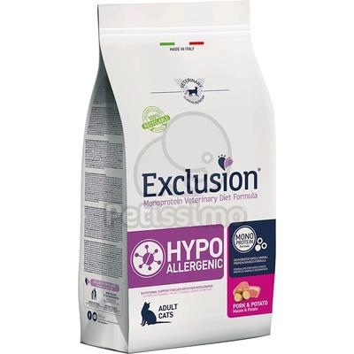 Exclusion Monoprotein Vet Diet Hypoallergenic Cat суха храна за котки - свинско, картофи 1, 5 кг