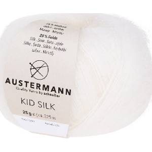 Austermann Kid Silk 98233-01 White Плетива прежда (98233-01)