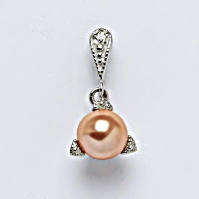 Čištín Stříbrný přívěšek s umělou lososovou perlou 8 mm P 1220 14