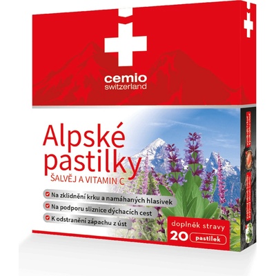 Cemio Alpské pastilky Šalvěj a vitamin C 20 pastilok