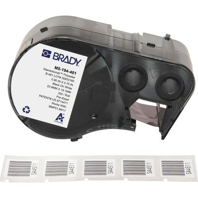 Brady M5-194-481 / 170886, 22.86 mm, Polyester, čierna tlač / biely podklad