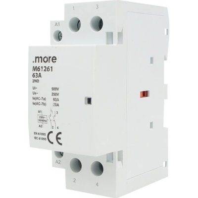 Modulární stykač na lištu 1-fázový 2P 63A 230V AC 2Z 0R/2NO 0NC MORE ECOLIGHT
