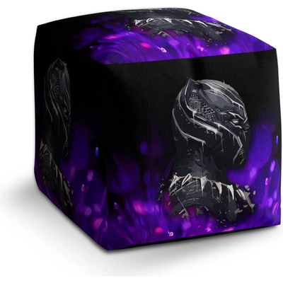 Sablio Taburet Kocka BLACK PANTHER Fialová luminescence: 40x40x40 cm