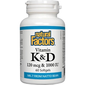 Image 1 of Natural Factors Vitamin K 120 mcg & Vitamin D 1000 IU [60 Гел капсули]