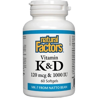 Natural Factors Vitamin K 120 mcg & Vitamin D 1000 IU [60 Гел капсули]