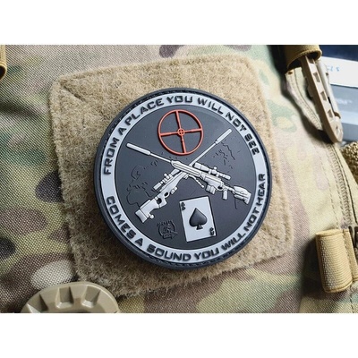 JACKETS TO GO Nášivka SNIPER DEATH SPADE plast velcro ČIERNA SWAT