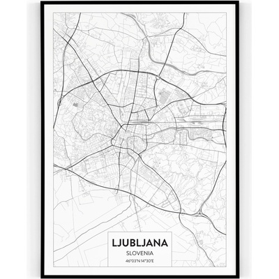 Plakát / Obraz Mapa Ljubljana 30 x 40 cm Tiskové plátno