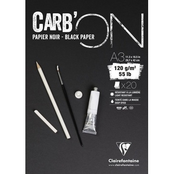 Clairefontaine Carbon Glued Pad Скицник 20 A3 120 g (975040C)
