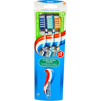 Aquafresh четка за зъби, In-Between Clean, Medium, 3 броя
