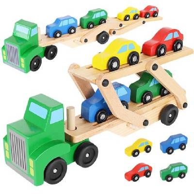Дървена играчка Kruzzel - Автовоз с колички (KRU22698)