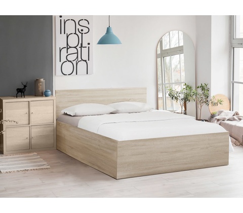 Textilomanie Sofia dub sonoma s latkovým roštom s matrací Deluxe 10 cm