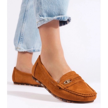 Výborné dámské mokasíny hnědé bez podpatku