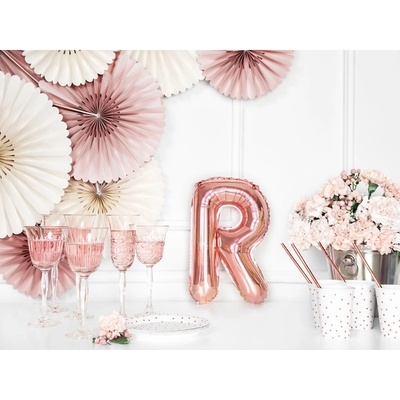 Party Deco FB2M R 019R Fóliový balón ružovo zlatý písmeno 35 cm R