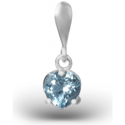A B Silver heart shaped pendant with Sky blue topazCS P1362