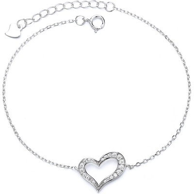 DELIS Сребърна гривна, jw673, дизайн на сърце, с родиево покритие (jw673)