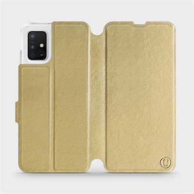 Pouzdro Mobiwear Parádní flip Samsung Galaxy A51 v provedení C_GOS Gold&Gray s šedým vnitřkem