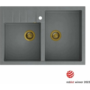 Quadron Вградена композитна мивка Quadron Bill 120, сиво-златна, 90x62 см (HCQB9062U5_PVDG1) Мивка за вграждане