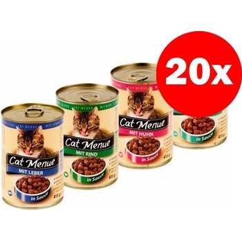 Cat Menue mix balení 4 příchutě kuřecí hovězí játra ryba 20 x 415 g