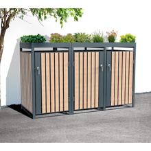 Westmann Planta oceľový box na odpadkové koše 3 x 240 l antracit 84 x 200 x 124 cm WMHHWTC-63