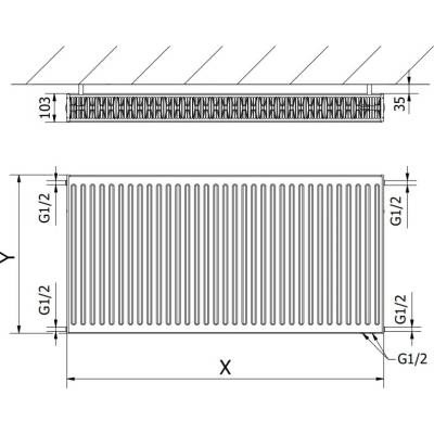 Mexen CV22 W622-040-140-66 400 mm x 1400 mm antracit