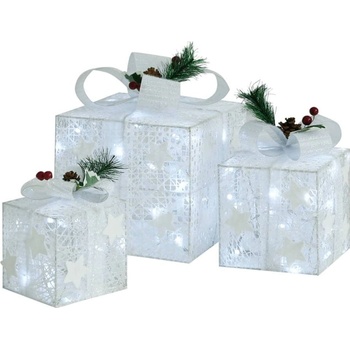 vidaXL Dekoratívne vianočné krabičky 3 ks biele dovnútra aj von