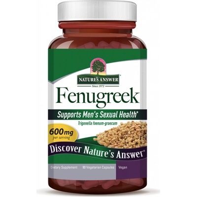 Nature's Answer Fenugreek, Pískavice řecké seno, 600 mg, 90 kapslí