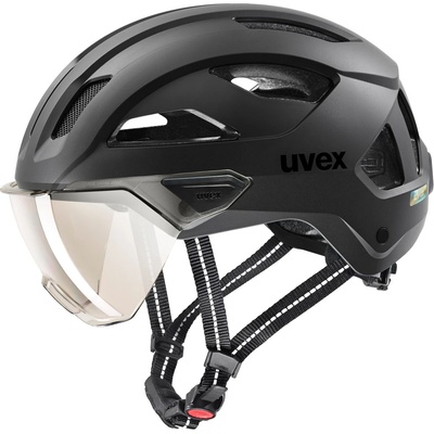 uvex Каска за велосипед Uvex Stride Visor Cat. 1 Bike helmet - Black Matt / Litemirror Silver - размер 53-56 cm (851-1961-0113)