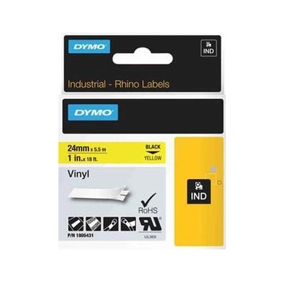 Dymo Rhino 1805431, 24mm x 5,5m, čierna tlač/žltý podklad, originálna páska