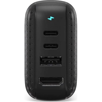 HYPER by Sanho HyperDrive USB-C GaN Powered Hub 60W - захранване за ел. мрежа за лаптопи, смартфони и таблети с USB-C и USB-A изходи, HDMI порт и USB-C към USB-C кабел (черен)