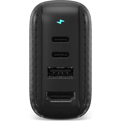 HyperDrive USB-C GaN Powered Hub 60W - захранване за ел. мрежа за лаптопи, смартфони и таблети с USB-C и USB-A изходи, HDMI порт и USB-C към USB-C кабел (черен)