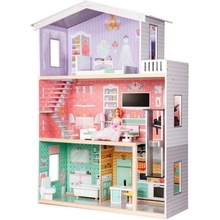 ECOTOYS Drevený domček pre bábiky s nábytkom Candy residence