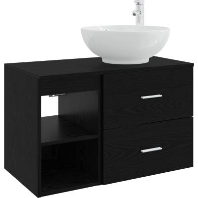 vidaXL Комплект мебели за баня 2 pcs Черен дъб Инженерна дървесина (3403913)