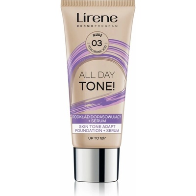 Lirene ALL DAY TONE! hydratačný make-up pre žiarivý vzhľad pleti 03 Nude 30 ml