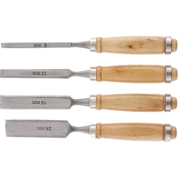 Sparta Дърводелски длета, 6-12-18-24 mm, плоски, дървени дръжки SPARTA (2424057)