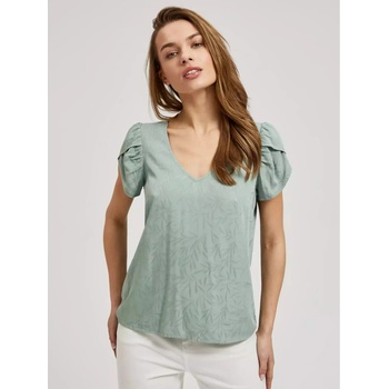 Moodo Зелена тениска с V-образно деколте и накъсани ръкави Moodo Moodo | Zelen | ЖЕНИ | XXL