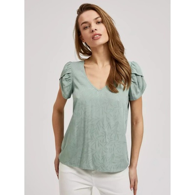 Moodo Зелена тениска с V-образно деколте и накъсани ръкави Moodo Moodo | Zelen | ЖЕНИ | XXL